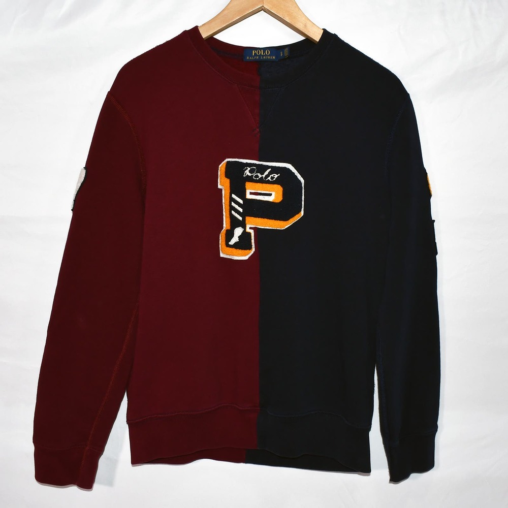 Polo Ralph Lauren “P” Patch Varsity Sweatshirt Sweater Navy Size: SP 0224!!!